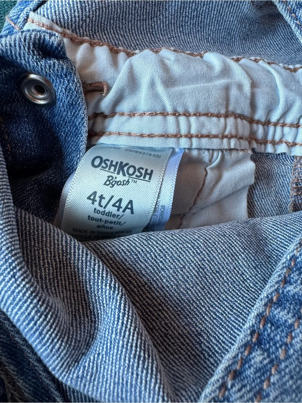 OshKosh B'gosh Medium Blue Denim Girls Overalls with Floral Cuff